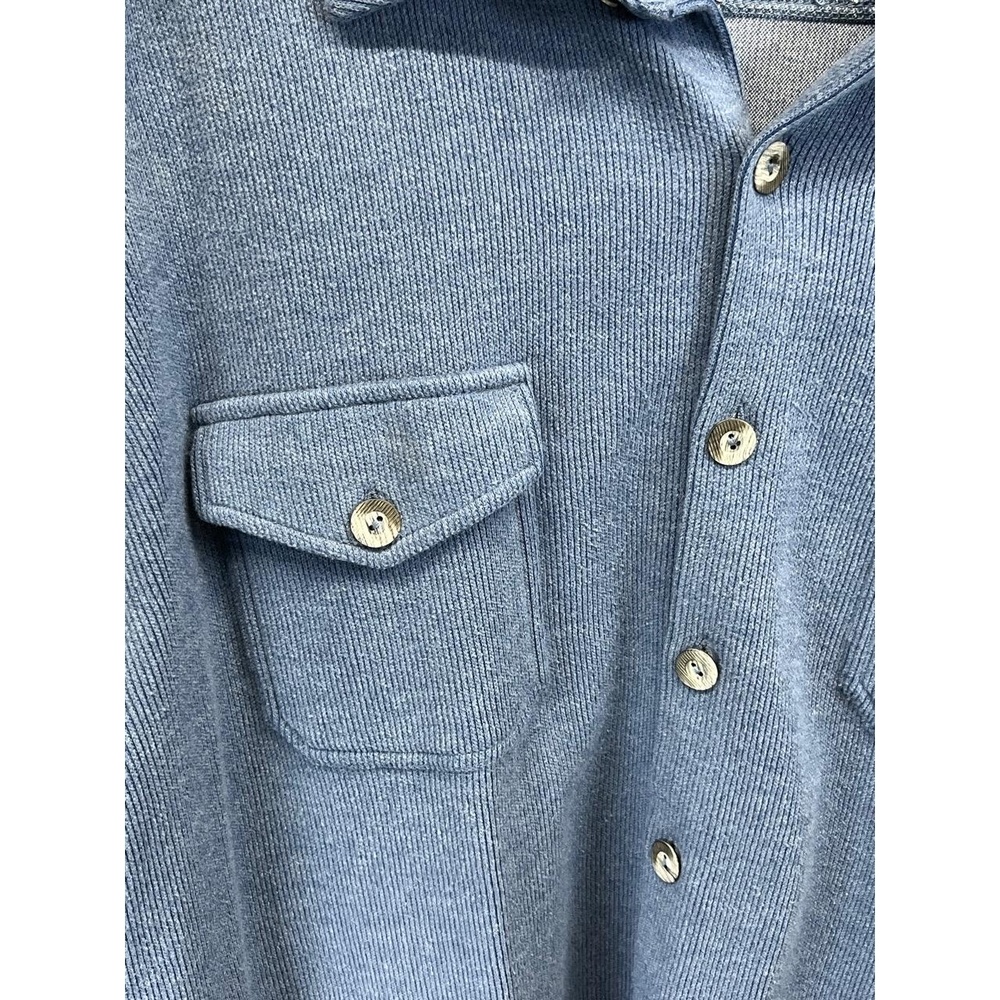 Vintage Paradise Collection Blue Mens Ribbed Button Down‎ Shirt XXL - Picture 4 of 8